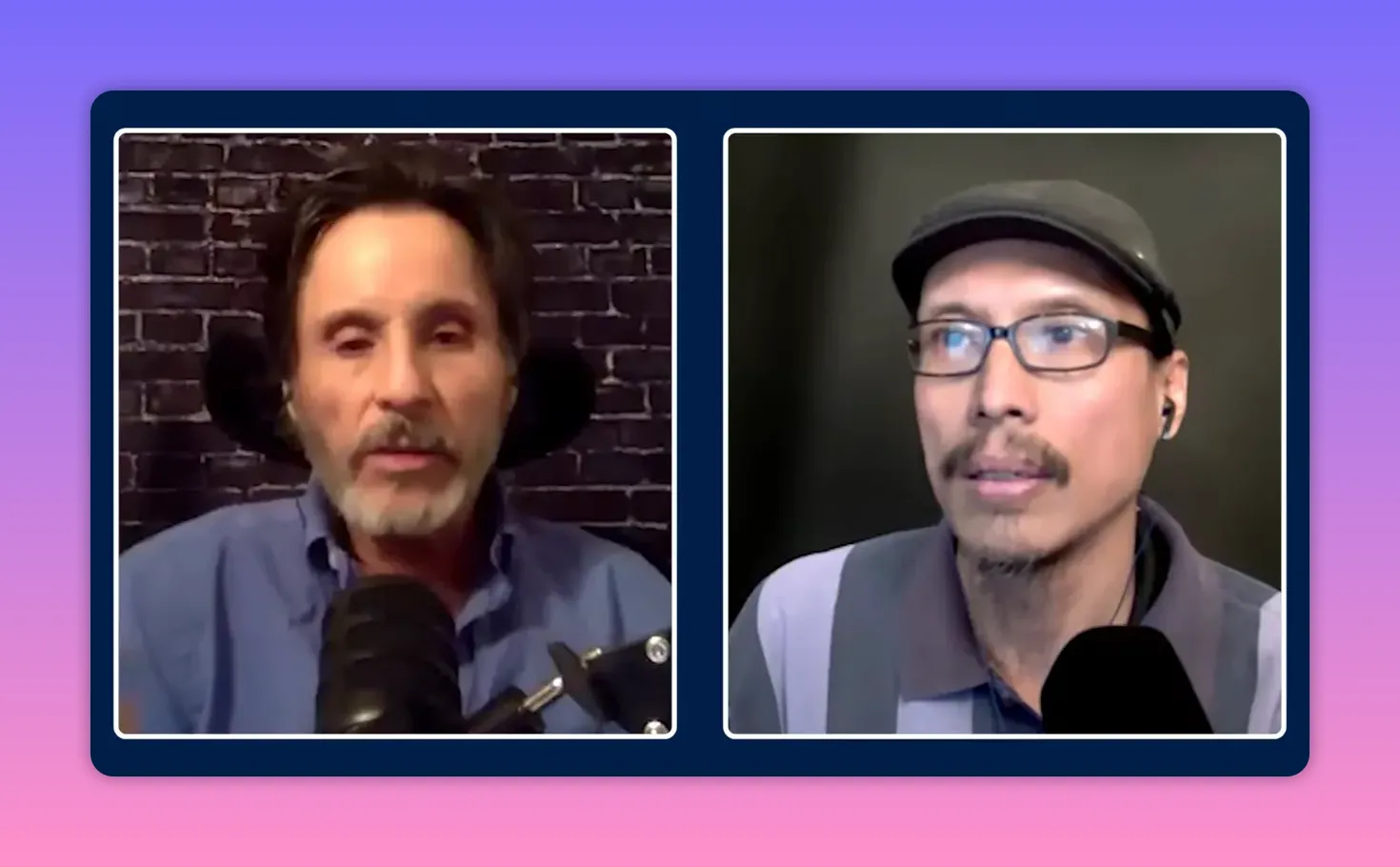 Clear split-screen video shot of two commentators talking about meritocracy and public policy.